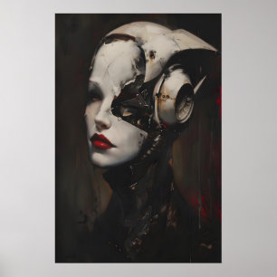 Cyberpunk Woman Art, Sci-Fi Dark Surrealism Gothic Poster