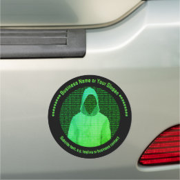 Cybersec Hacker Graphic - Green on Black Custom Car Magnet