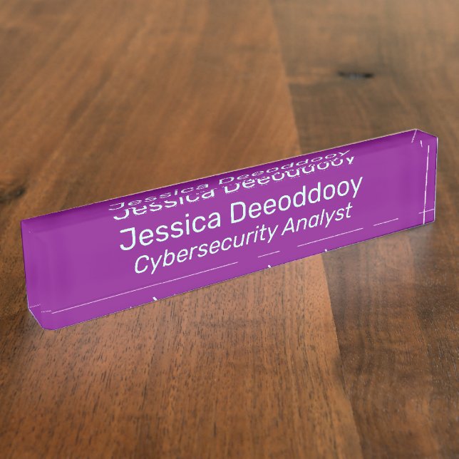 Cybersecurity Analyst Purple Magenta Acrylic Nameplate (Side)