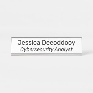 Cybersecurity Analyst White Desk Name Plate