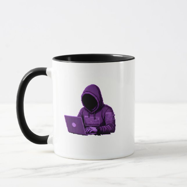 Cybersecurity Hacker Coding in Hoodie Men's Graphi Mug (Left)