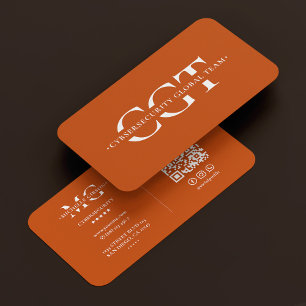 Cybersecurity IT Monogram Modern Orange Business Card