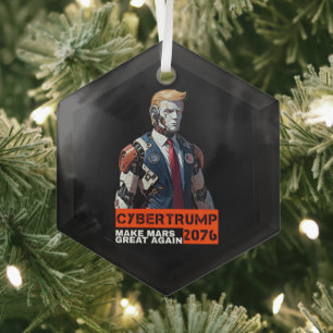 CyberTrump 2076 Make Mars Great Again Glass Tree Decoration