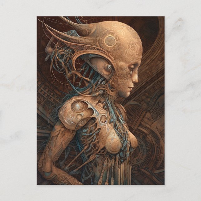 Cyborg Alien Woman Futuristic Science Fiction Postcard (Front)