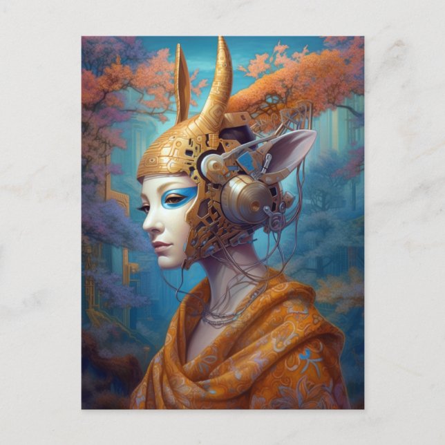 Cyborg Antelope Woman Robot Science Fiction Postcard (Front)