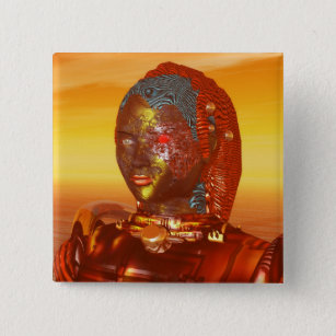 CYBORG ARES IN DESERT OF HYPERION Science Fiction 15 Cm Square Badge