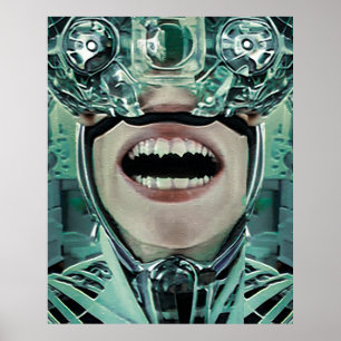 Cyborg at surgery digital art poster