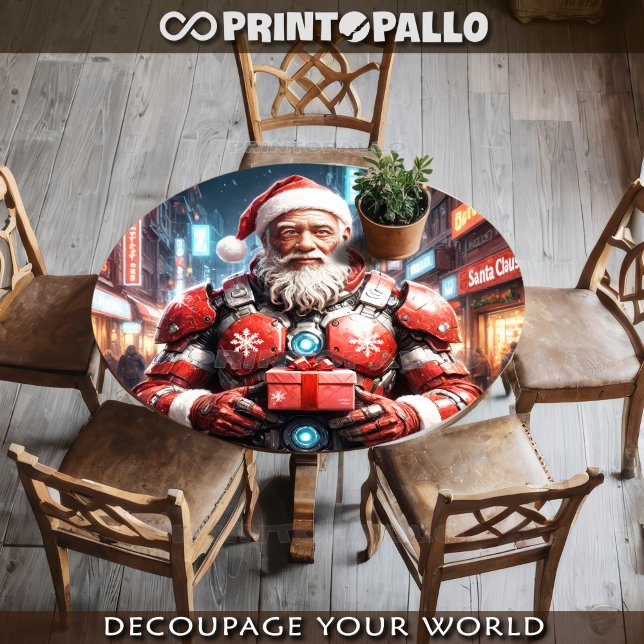Cyborg Black Santa Claus in Christmas armour Tissue Paper (Creator Uploaded)