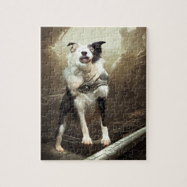Cyborg Border Collie Jigsaw Puzzle (Vertical)