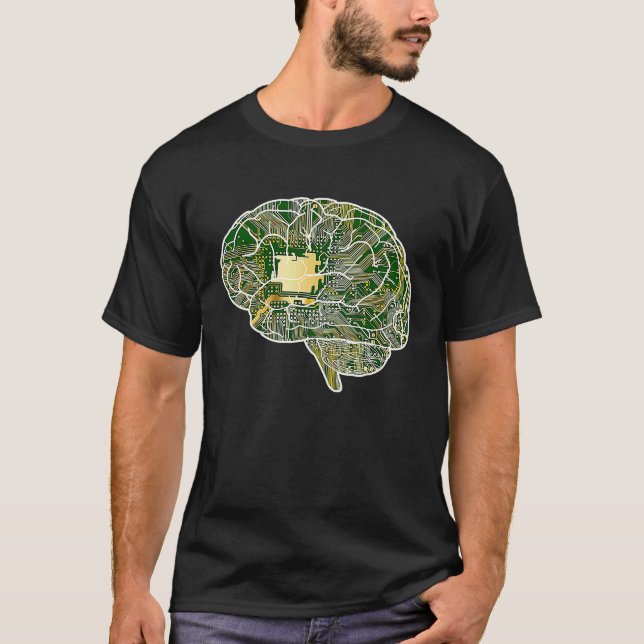 Cyborg Cybernetic Brain T-Shirt (Front)