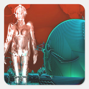 Cyborg factory square sticker