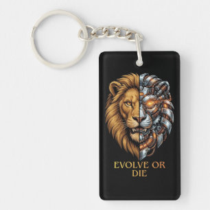 Cyborg Lion Evolve Or Die Motivational Gym Art Key Ring