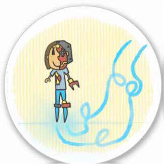 Cyborg Mum Comic Book Style Sticker