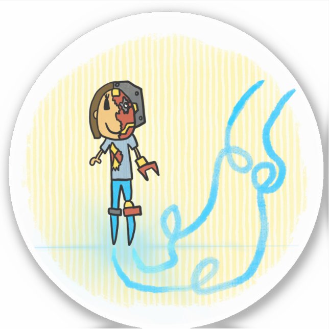 Cyborg Mum Comic Book Style Sticker (Front)