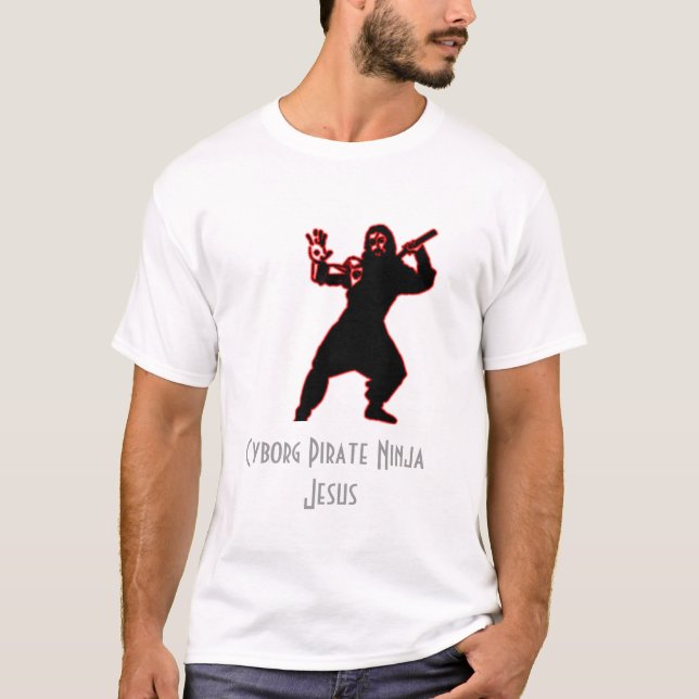 Cyborg Pirate Ninja Jesus T-Shirt (Front)
