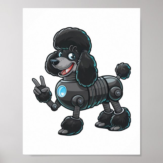 Cyborg Poodle Robot Peace Sign (Front)