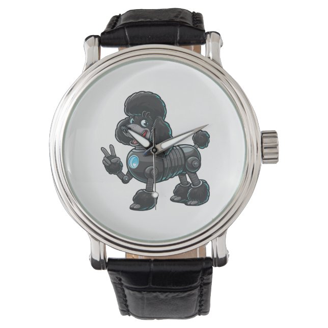 Cyborg Poodle Robot Peace Sign Watch (Front)