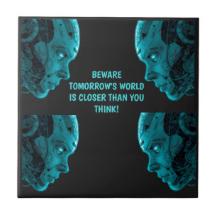 CYBORG ROBOTIC HEAD Ceramic Tile