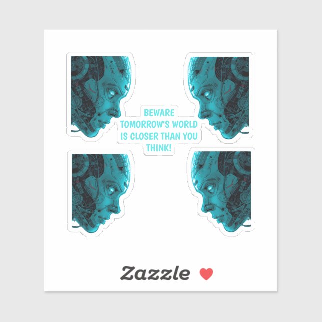 CYBORG ROBOTIC HEAD Sticker (Sheet)