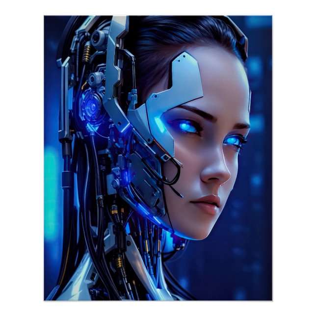 Cyborg Siren with Teal Poster (Front)