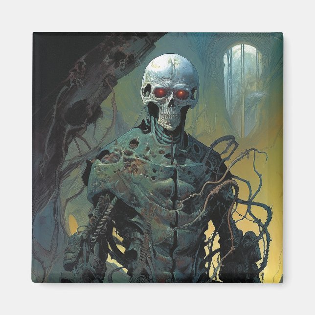 Cyborg Skeleton Futuristic Science Fiction Magnet (Front)