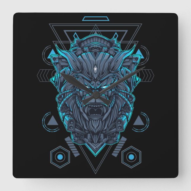 Cyborg Square Wall Clock (Front)