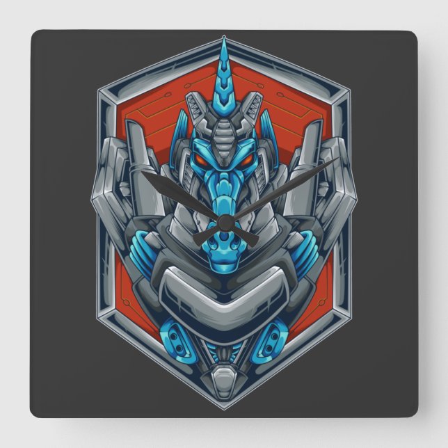 Cyborg Square Wall Clock (Front)