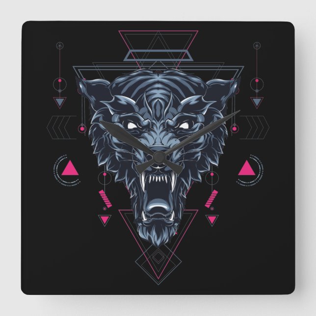 Cyborg Square Wall Clock (Front)