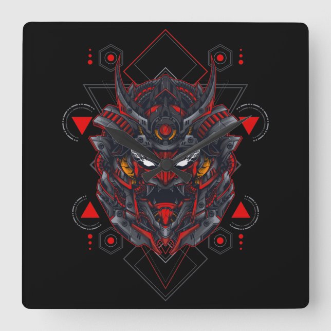 Cyborg Square Wall Clock (Front)