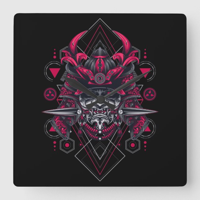 Cyborg Square Wall Clock (Front)