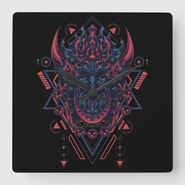 Cyborg Square Wall Clock (Front)