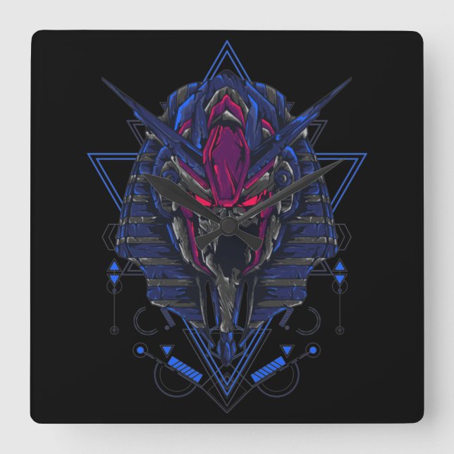 Cyborg Square Wall Clock (Front)