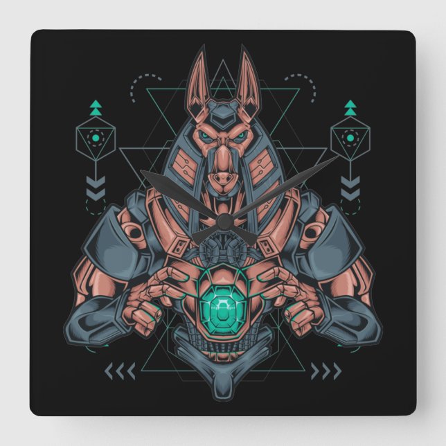 Cyborg Square Wall Clock (Front)