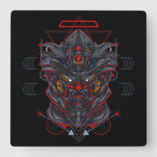 Cyborg Square Wall Clock (Front)