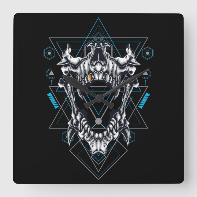 Cyborg Square Wall Clock (Front)