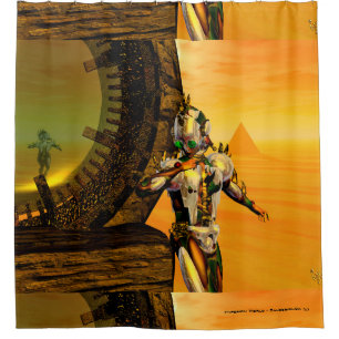 CYBORG TITAN,DESERT HYPERION Science Fiction Scifi Shower Curtain