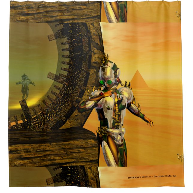 CYBORG TITAN,DESERT HYPERION Science Fiction Scifi Shower Curtain (Front)