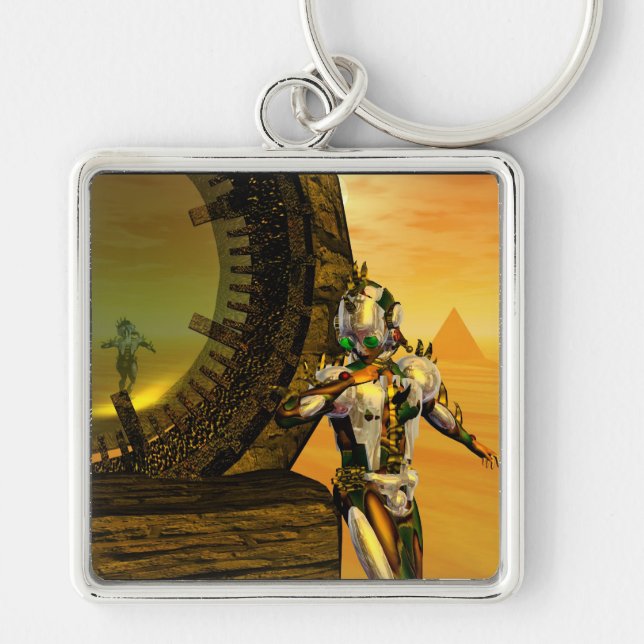 CYBORG TITAN IN DESERT OF HYPERION Science Fiction Key Ring (Front)