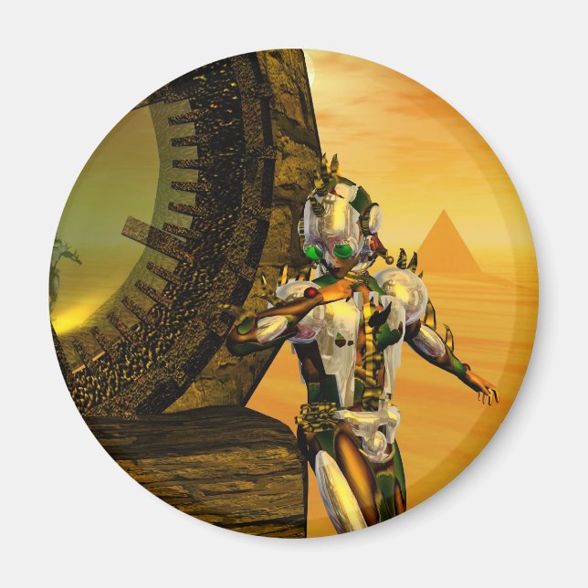 CYBORG TITAN IN DESERT OF HYPERION Science Fiction Magnet (Front)
