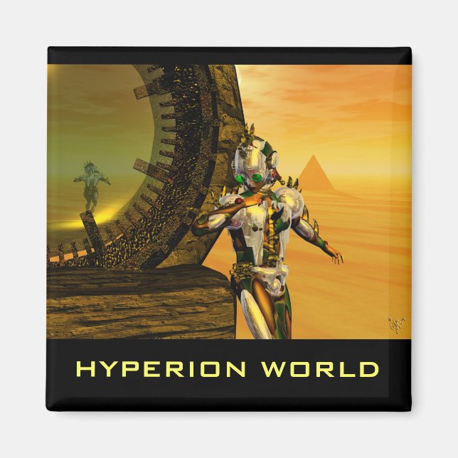 CYBORG TITAN IN DESERT OF HYPERION Science Fiction Magnet (Front)