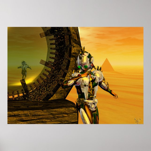 CYBORG TITAN IN DESERT OF HYPERION Science Fiction Poster (Front)