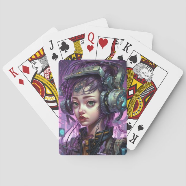 Cyborg Woman Science Fiction Playing Cards (Back)