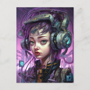 Cyborg Woman Science Fiction Postcard