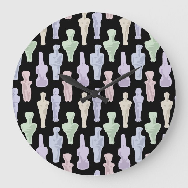 Cycladic Figurines Large Clock (Front)