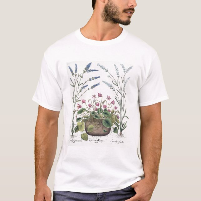 Cyclamen and Lavender: 1.Cyclamen Romanum; 2.Spica T-Shirt (Front)