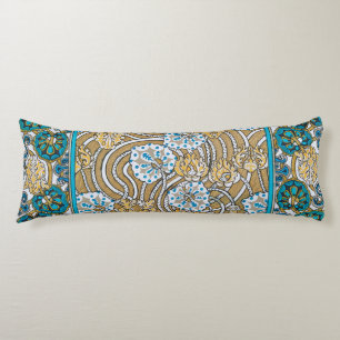 cyclamen blue art nouveau flower botanical body cushion