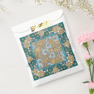 cyclamen blue art nouveau flower botanical favour bag