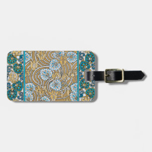 cyclamen blue art nouveau flower botanical luggage tag