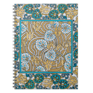 cyclamen blue art nouveau flower botanical notebook