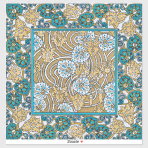 cyclamen blue art nouveau flower wallpaper